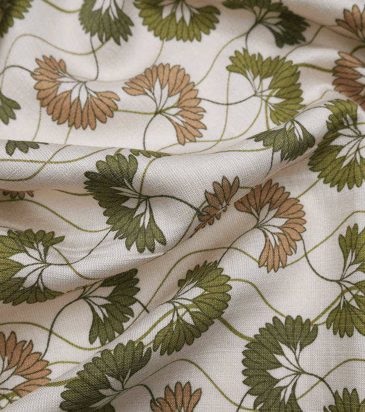 Printed Bamboo Cotton $16.00p/m - Fan Flower Green - The Fabric Shop