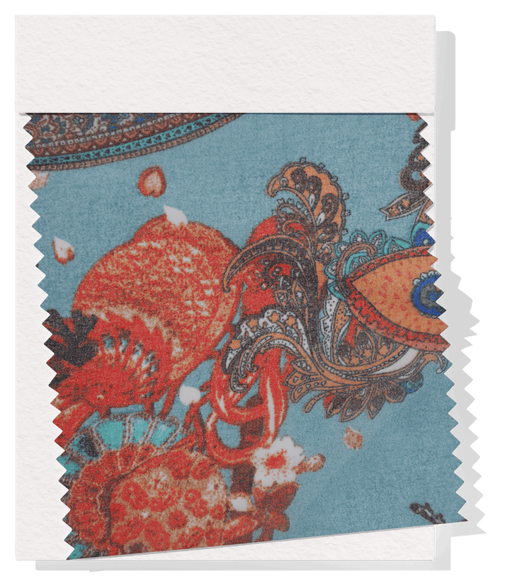 PRINTED POLYESTER $5.00P/M - Coral Paisley Garden - The Fabric Shop