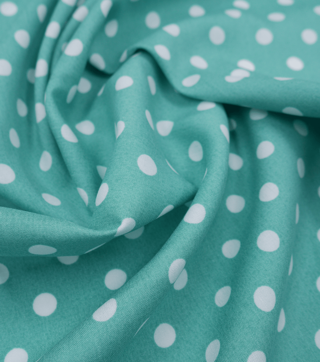 PRINTED RAYON $12.00P/M - Mint Polka - The Fabric Shop