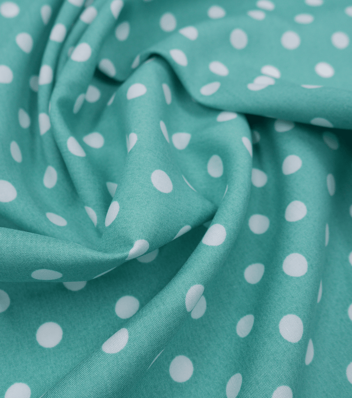PRINTED RAYON $12.00P/M - Mint Polka - The Fabric Shop