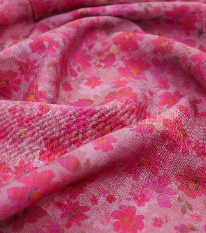 Printed Rayon/Cotton $16.00p/m - Raspberry Meadow - The Fabric Shop