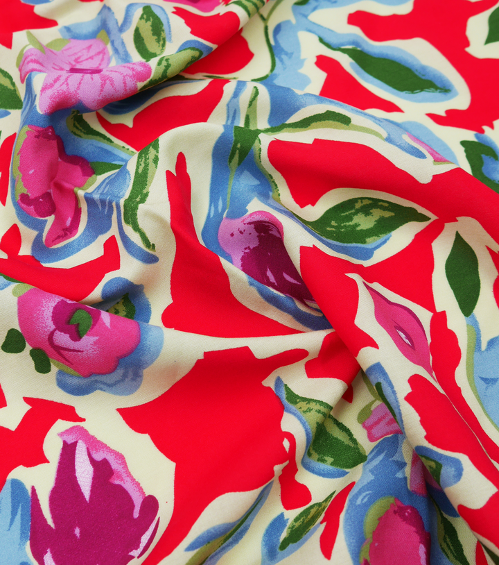 Printed Rayon $12.00p/m - Margot Red