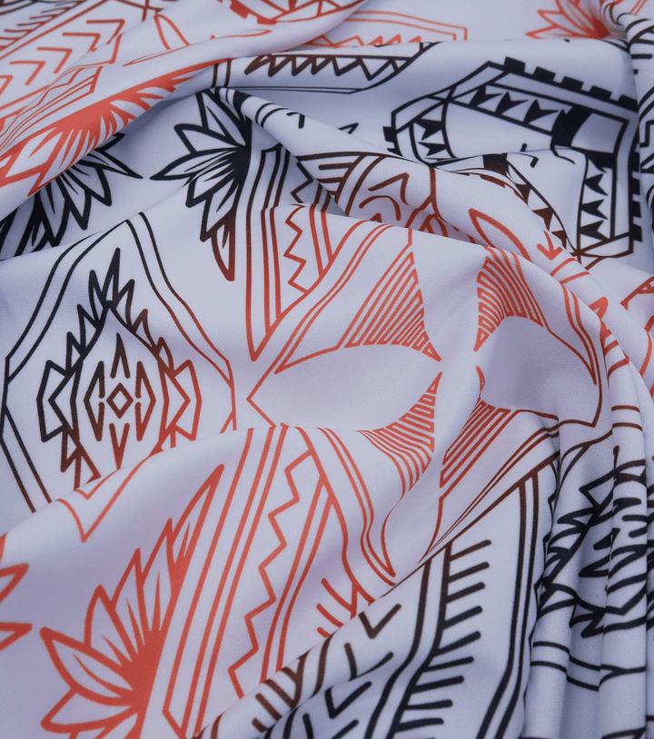 STRETCH POLYESTER PACIFIC PRINT $12.00P/M - The Fabric Shop