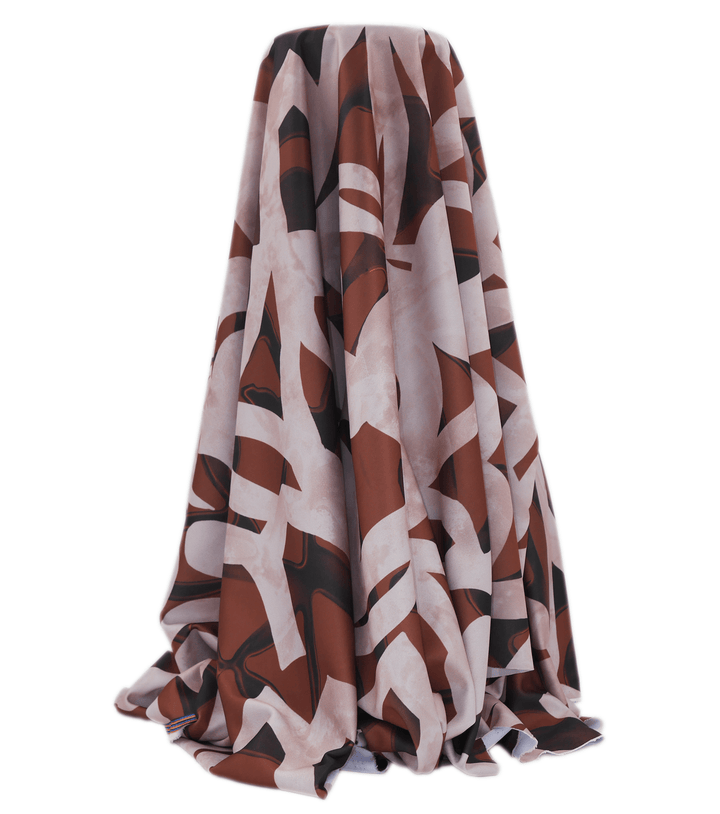 STRETCH POLYESTER PACIFIC PRINT $12.00P/M Brown - The Fabric Shop