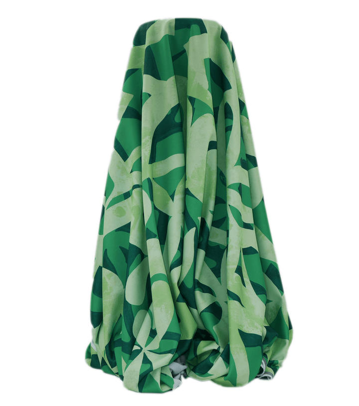 STRETCH POLYESTER PACIFIC PRINT $12.00P/M Green - The Fabric Shop