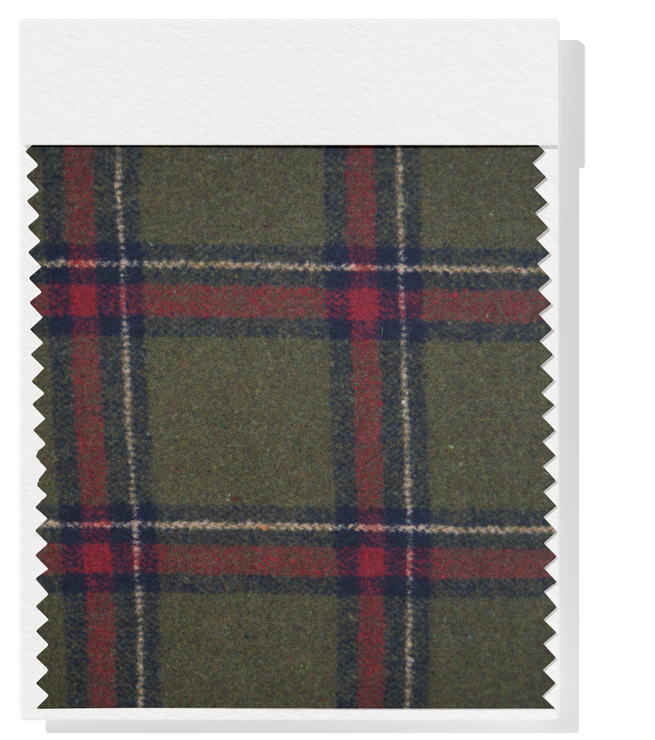 CHECKED WOOL $18.00P/M - Olive & Burgundy Check