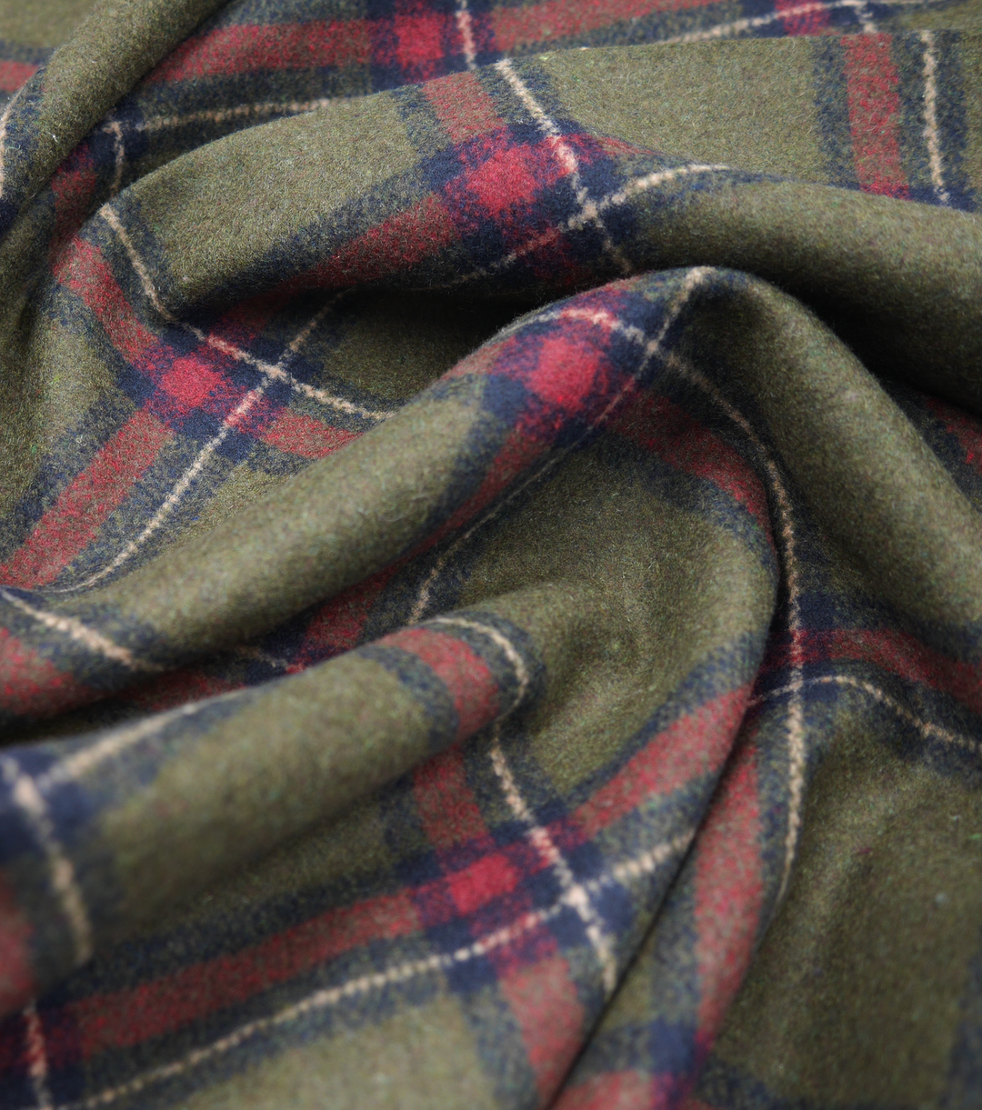 CHECKED WOOL $18.00P/M - Olive & Burgundy Check