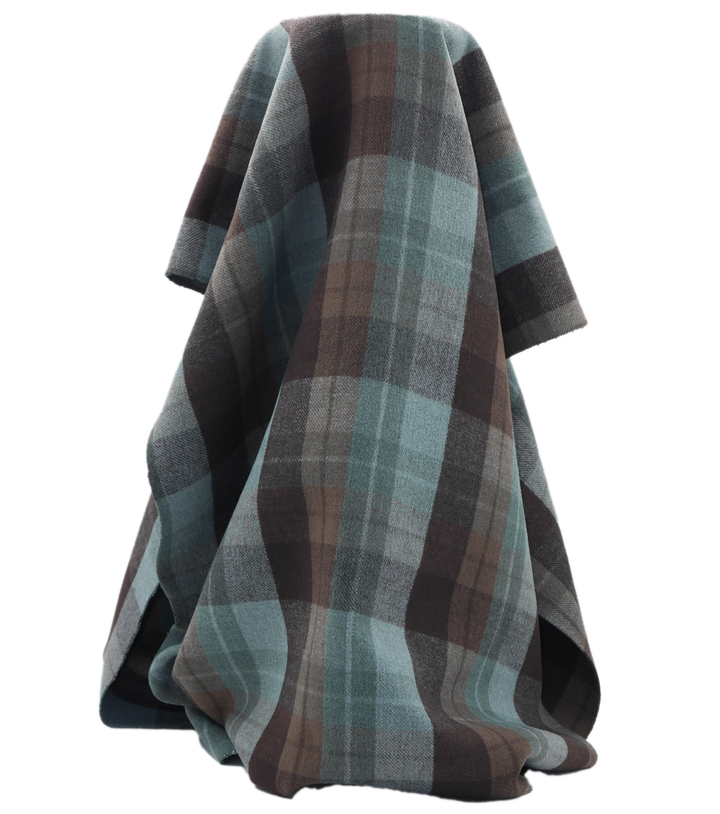 DOUBLE FACED CHECK WOOL $24.00P/M - TEAL & CHARCOAL CHECK