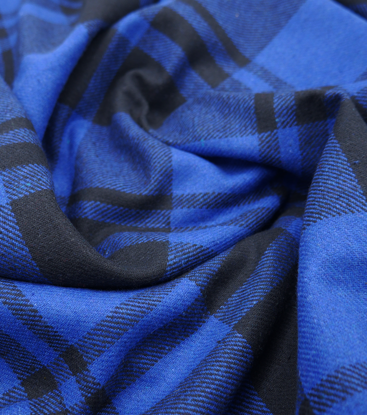 CHECKED WOOL $12.00P/M -  Bold Highland Blue