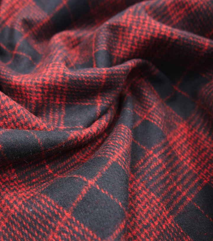 CHECKED WOOL $18.00P/M - Black and Red