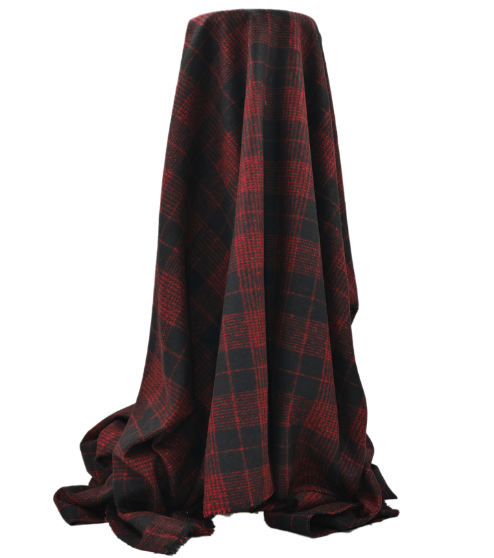 CHECKED WOOL $18.00P/M - Black and Red
