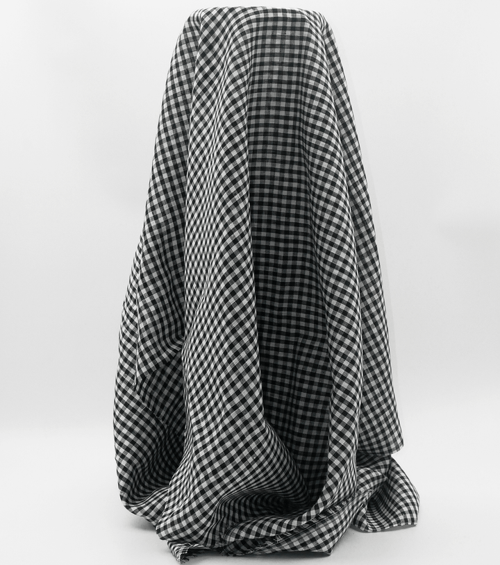 100% Linen $28.00p/m - Gingham Black and White - The Fabric Shop