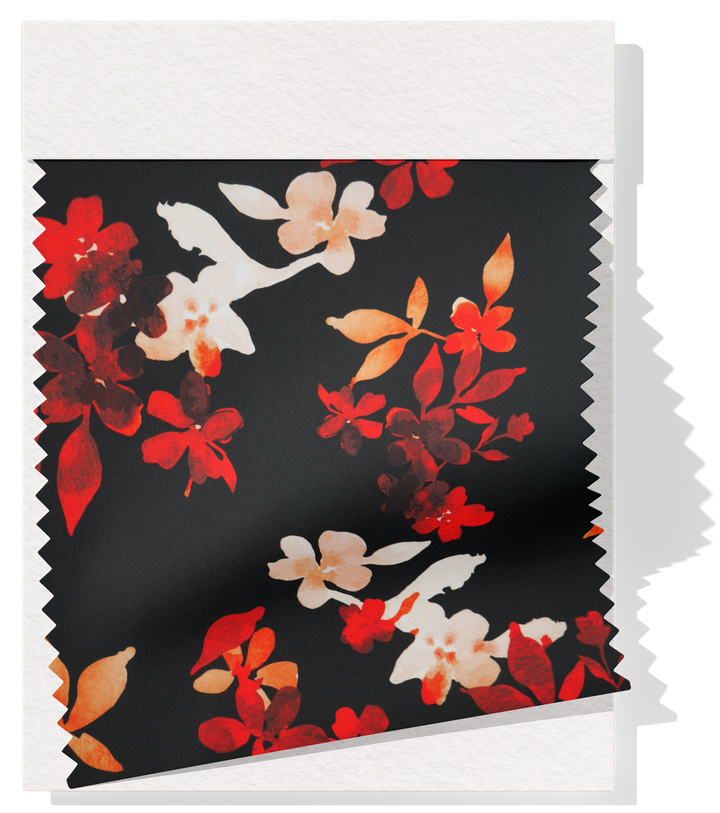 Printed Polyester $5.00p/m Black & Red Floral