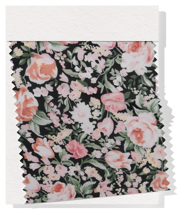 Printed Cotton Voile $12.00p/m - Black & Pink Design #1
