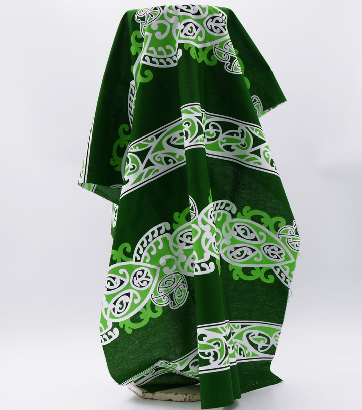 Cotton Maori Koru Design $8.00p/m - Green