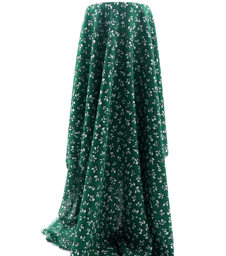 Printed Polyester Chiffon $5.00p/m - Janice Green w/ white flowers