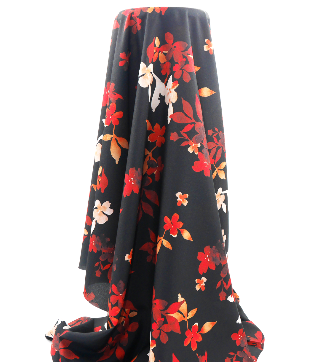 Printed Polyester $5.00p/m Black & Red Floral