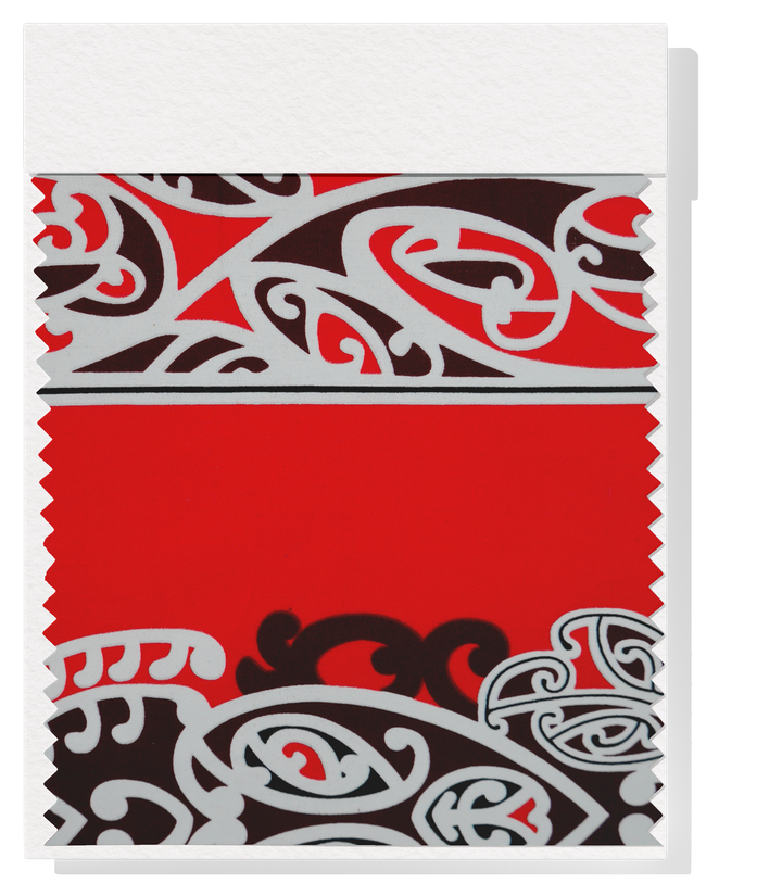 Cotton Maori Koru Design $8.00p/m - Red