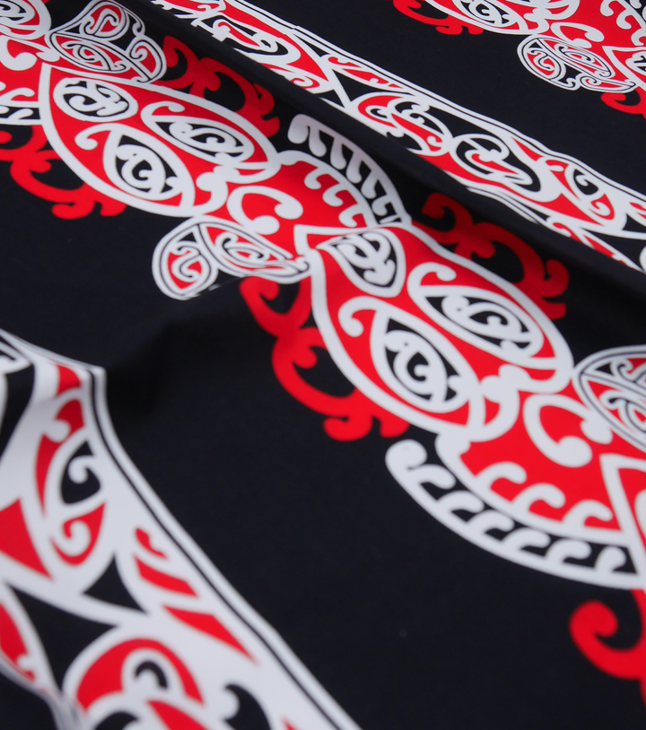 Cotton Maori Koru Design $8.00p/m - Black