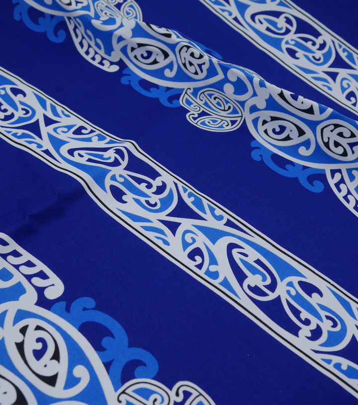 Cotton Maori Koru Design $8.00p/m - Royal Blue