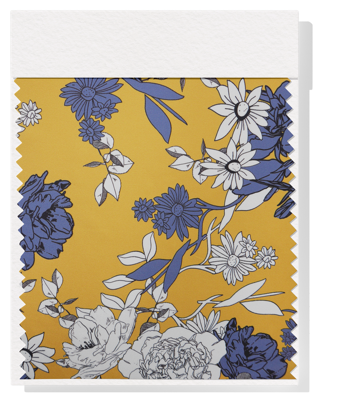 Printed Polyester $5.00p/m Golden Mustard Floral