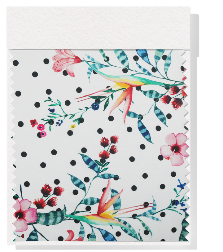 Printed Polyester $5.00p/m - White Polkadot Floral