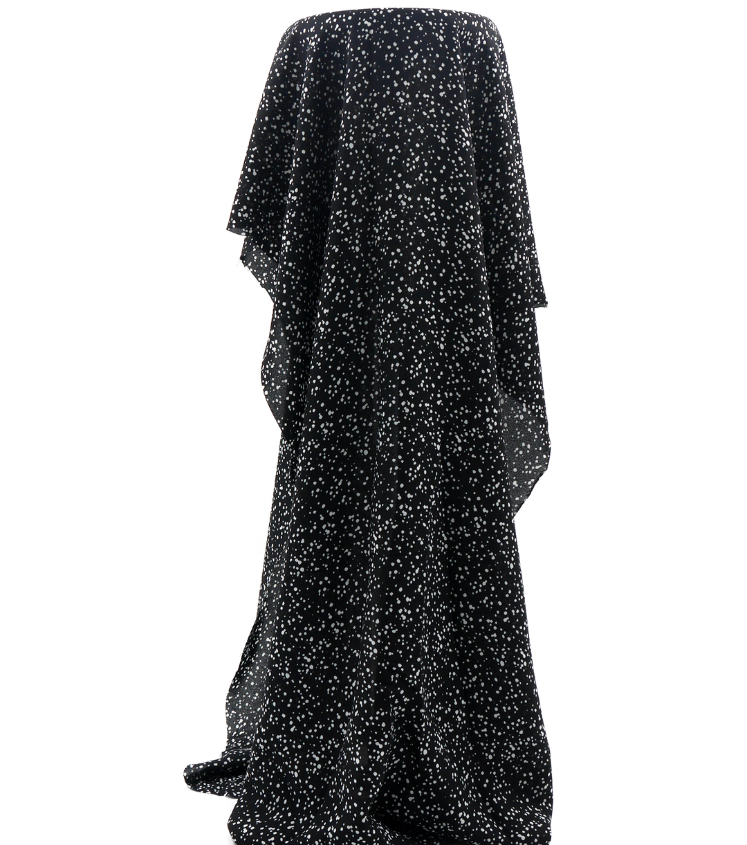 Printed Polyester Chiffon $5.00p/m - Black w/ white spots