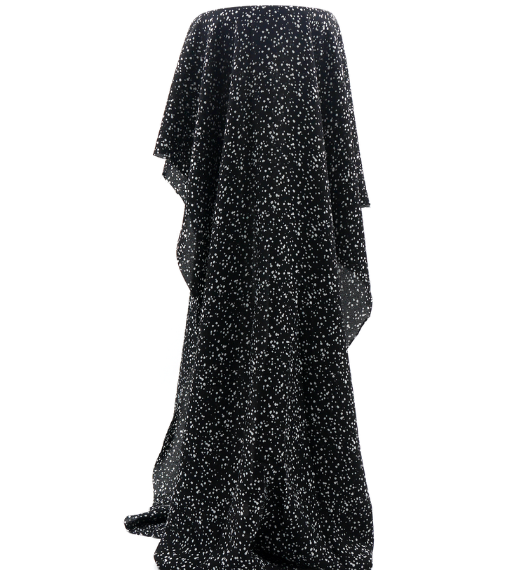 Printed Polyester Chiffon $5.00p/m - Black w/ white spots