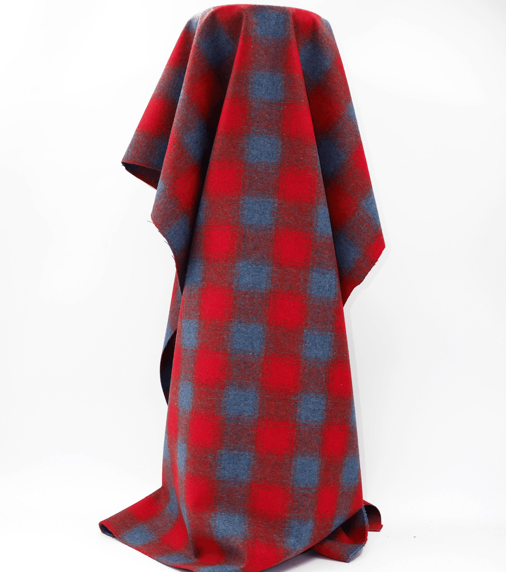 Checked Wool $18.00p/m - Red & Grey (WC8) - The Fabric Shop