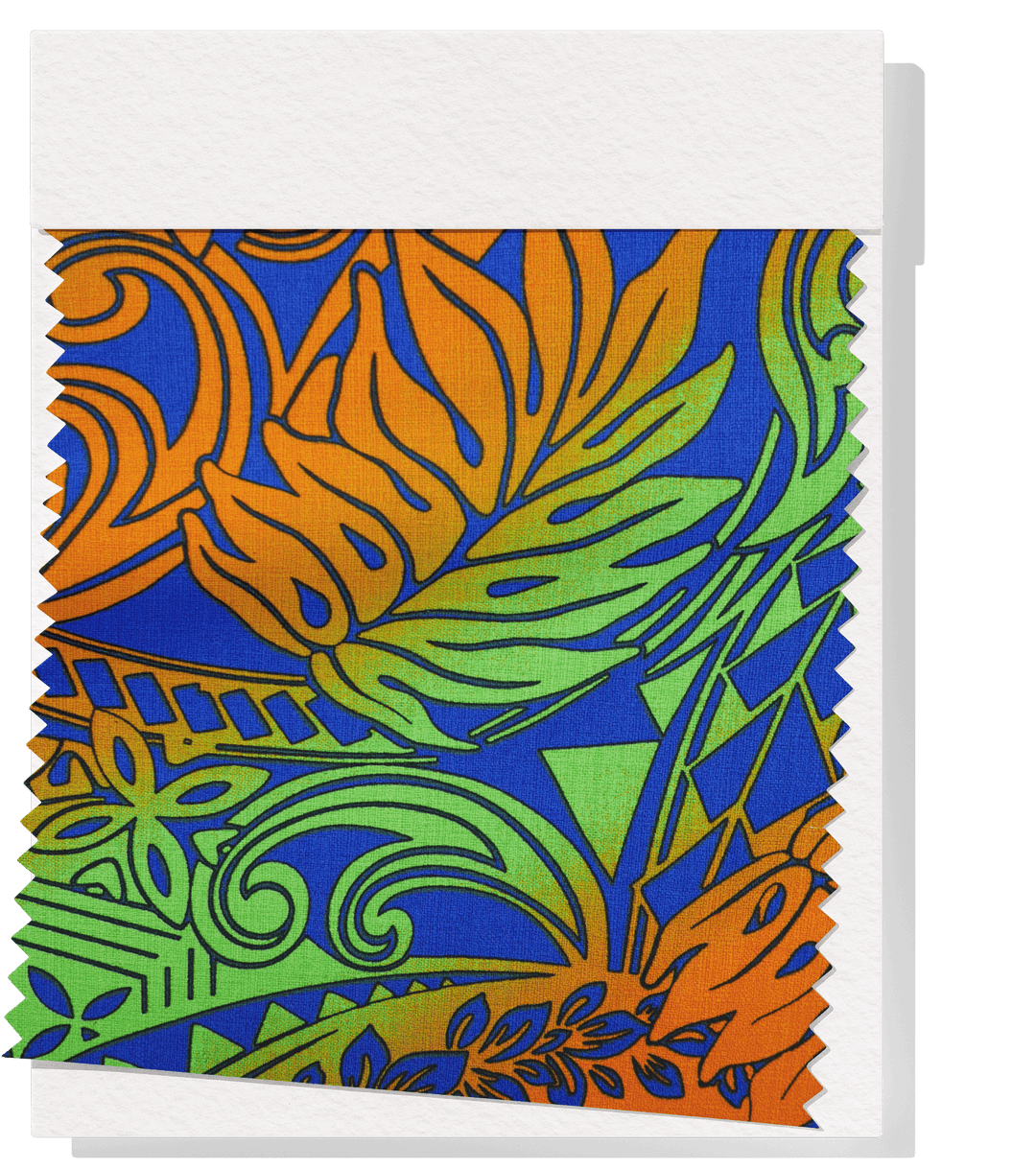 Cotton Dobby Pacific Print $10.00p/m - Design  1 Royal, Orange & Green - The Fabric Shop