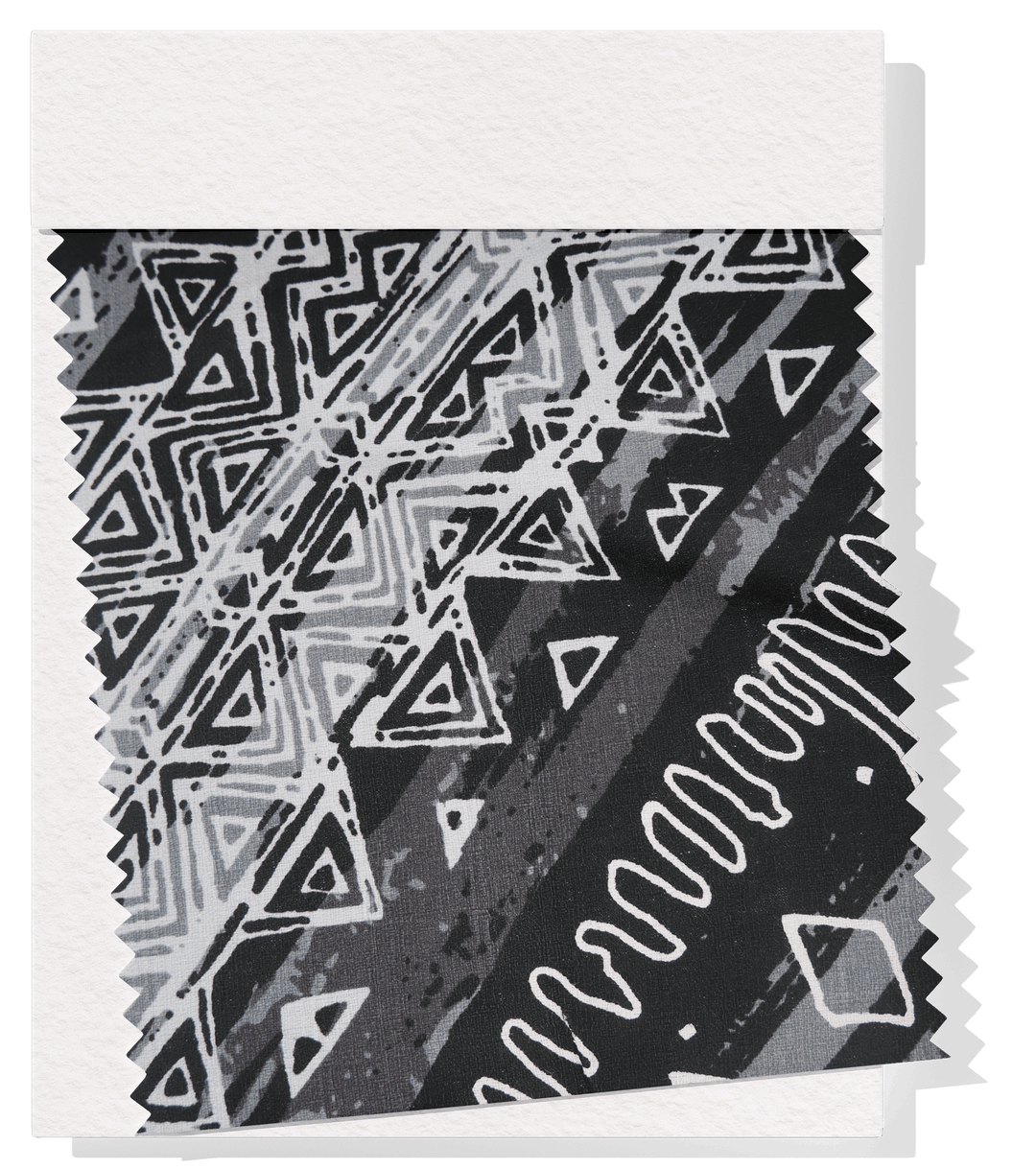 Cotton Dobby Pacific Print $10.00p/m - Design  5 Black and Grey - The Fabric Shop