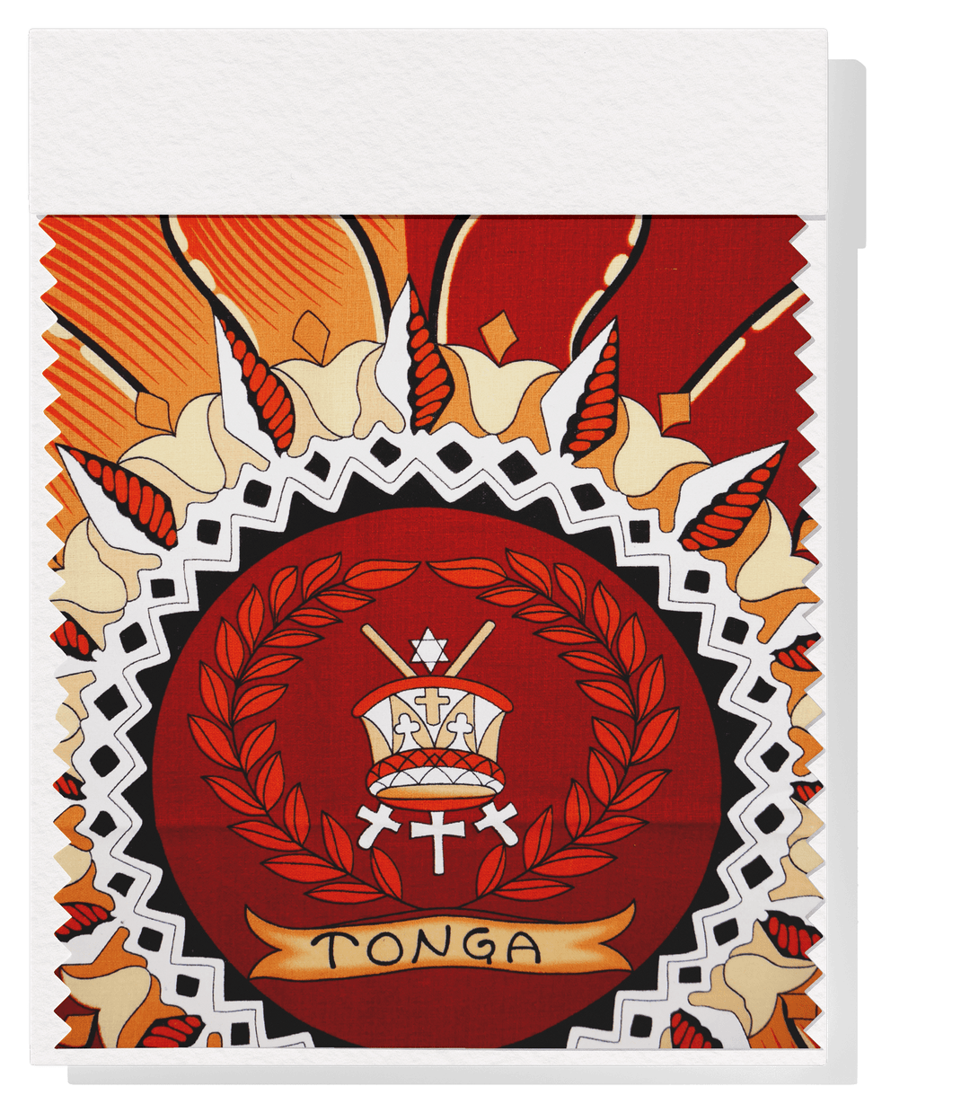 Cotton Dobby Pacific Tongan Print $10.00p/m - Design 2 Maroon - The Fabric Shop