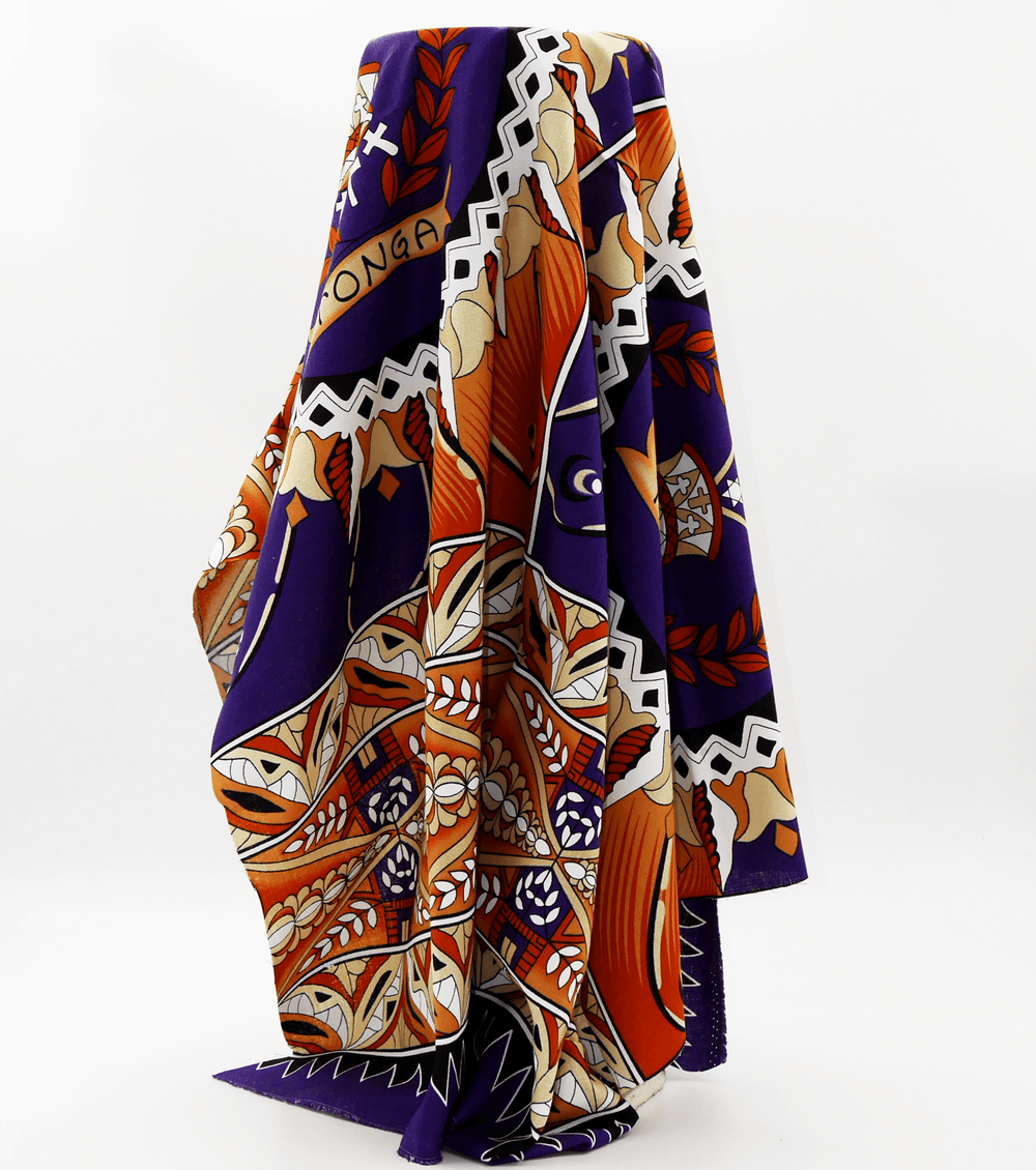 Cotton Dobby Pacific Tongan Print $10.00p/m - Design 2 Purple - The Fabric Shop