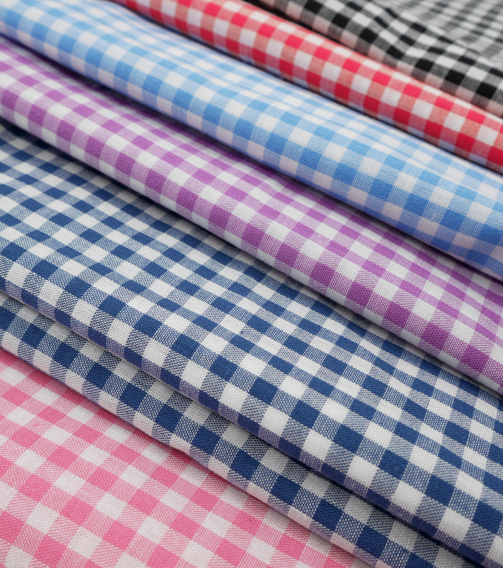 Cotton Gingham Print $14.00p/m - Lilac &amp; White (Small) - The Fabric Shop