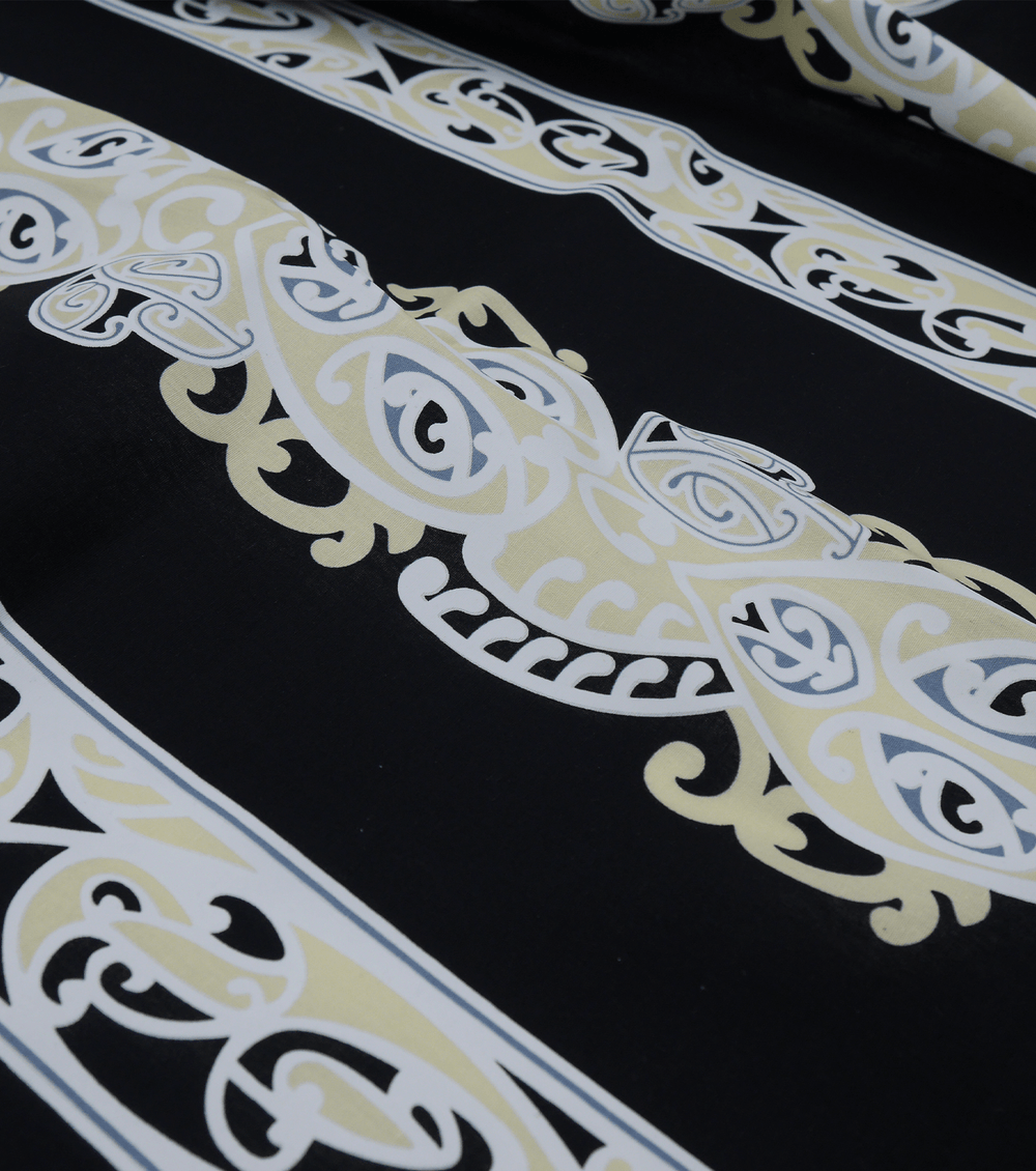 Cotton Maori Koru Design $8.00p/m - Beige - The Fabric Shop