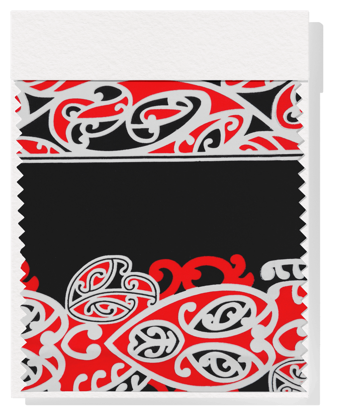 Cotton Maori Koru Design $8.00p/m - Black - The Fabric Shop