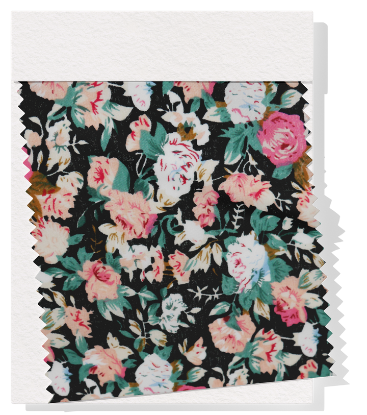 Printed Cotton Voile $12.00p/m - Black & Pink Design #3