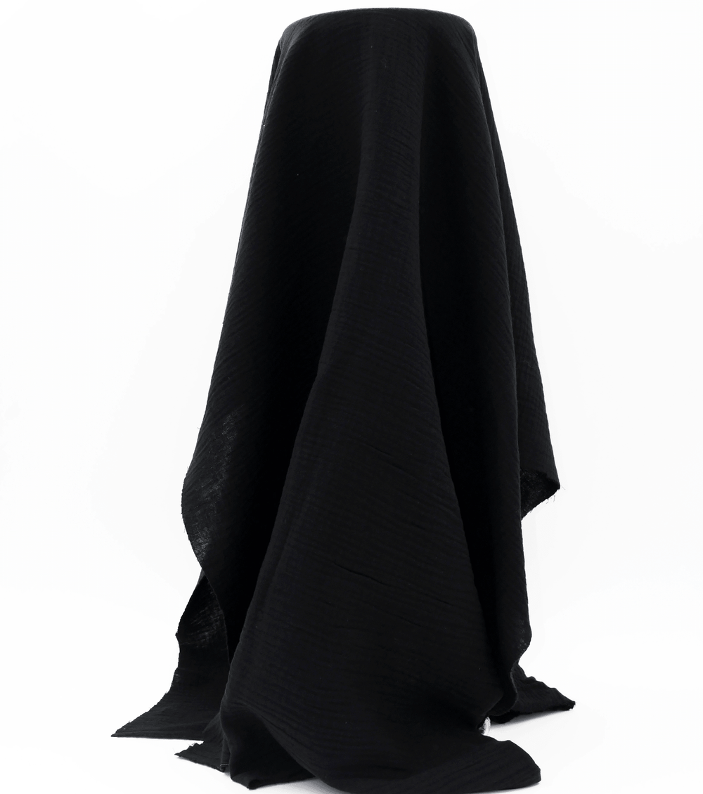 Double Muslin $14.00p/m - Black - The Fabric Shop