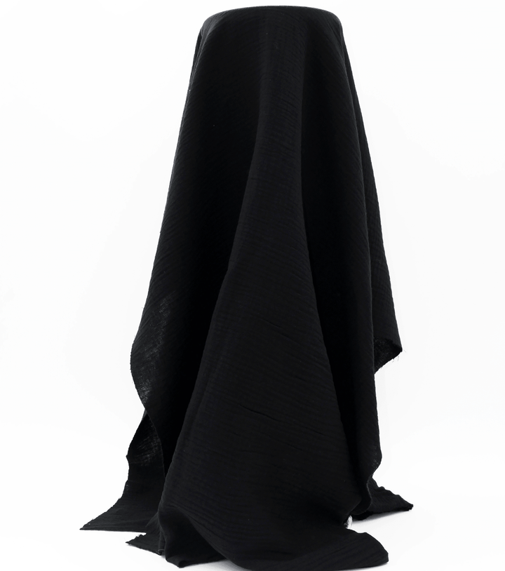 Double Muslin $14.00p/m - Black - The Fabric Shop