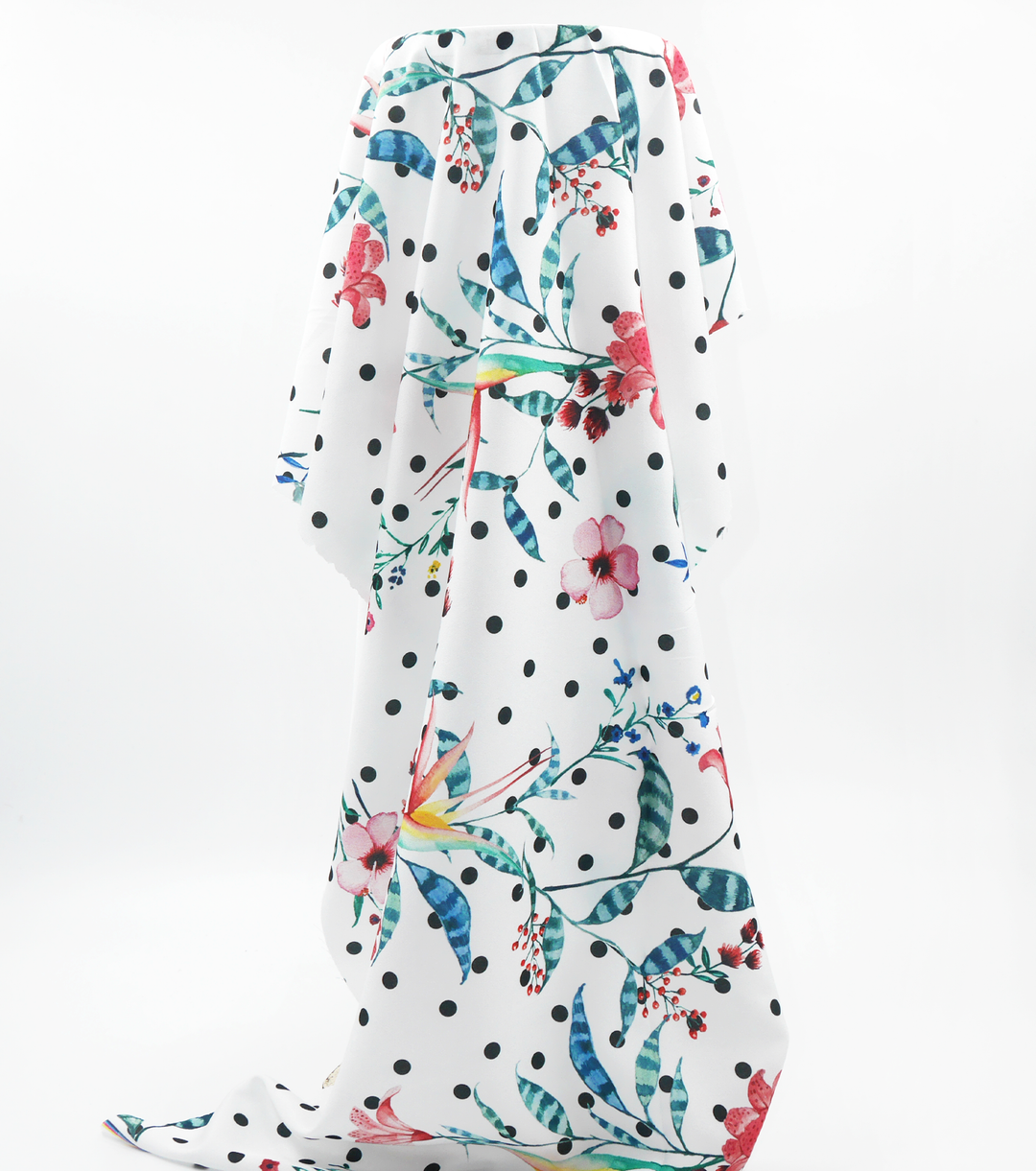 Printed Polyester $5.00p/m - White Polkadot Floral