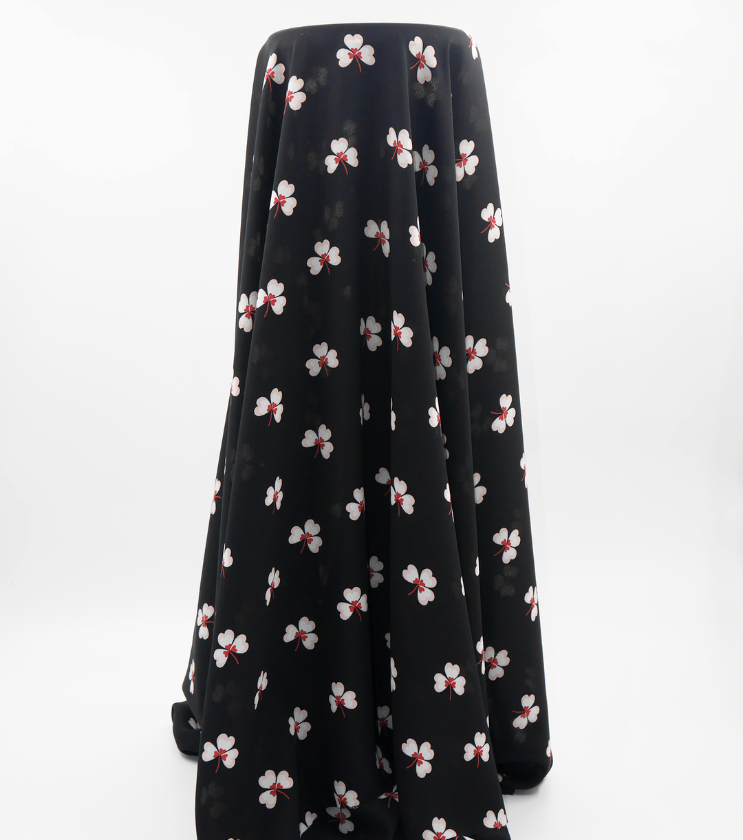 Printed Polyester $5.00p/m - Black w/ white flower  (Online Only)