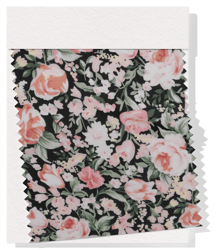 Printed Cotton Voile $12.00p/m - Black &amp; Pink Design 1 - The Fabric Shop