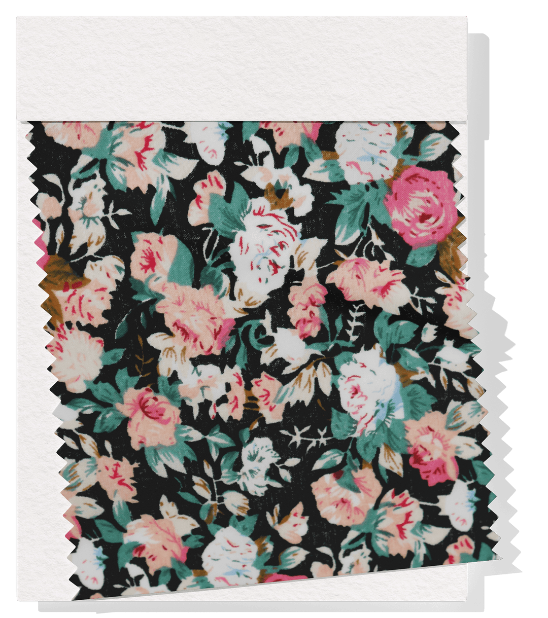 Printed Cotton Voile $12.00p/m - Black & Pink Design 3 - The Fabric Shop