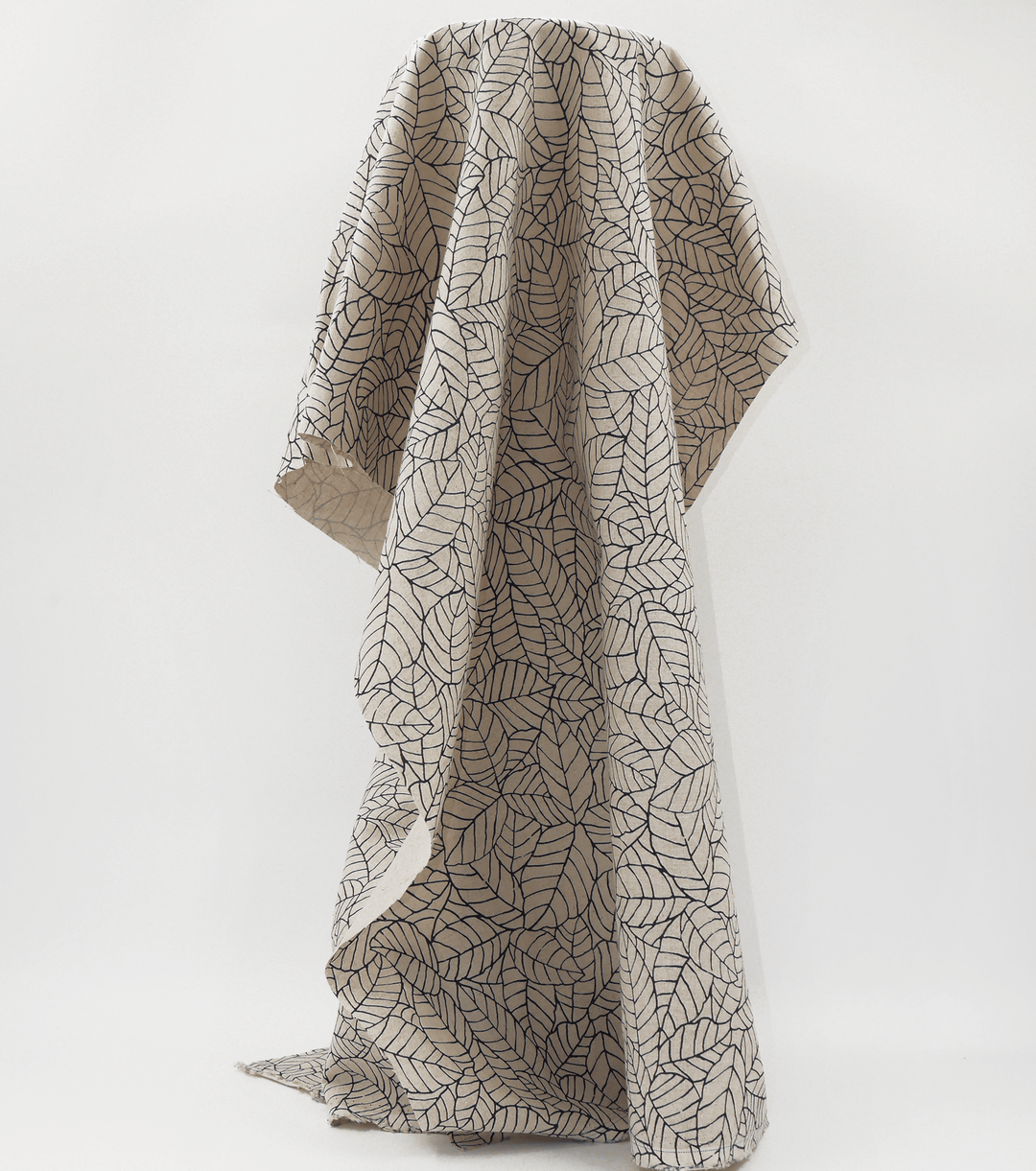 Printed Linen / Cotton $28.00p/m - Natural Leaf - The Fabric Shop