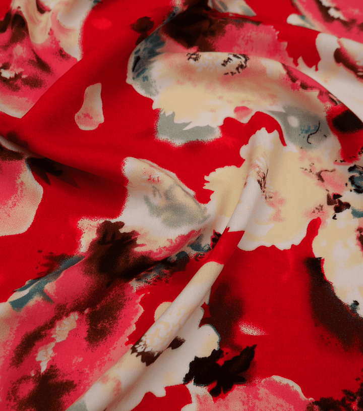 Printed Rayon $12.00p/m - Georgia (Red) - The Fabric Shop