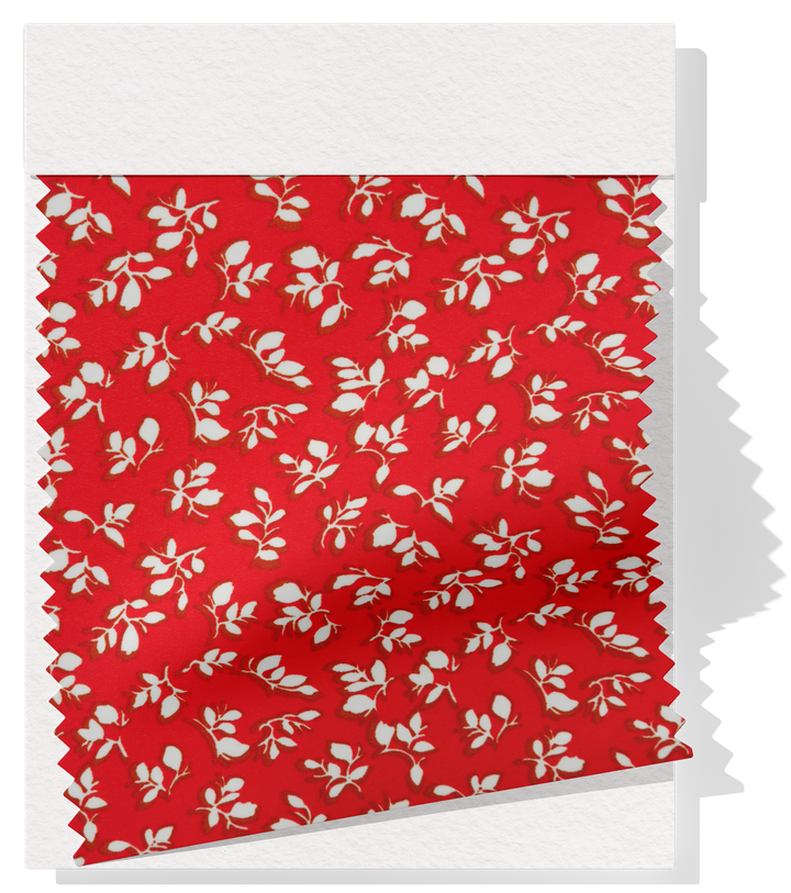 Printed Polyester Chiffon $5.00p/m - Janice  Red w/ white flowers