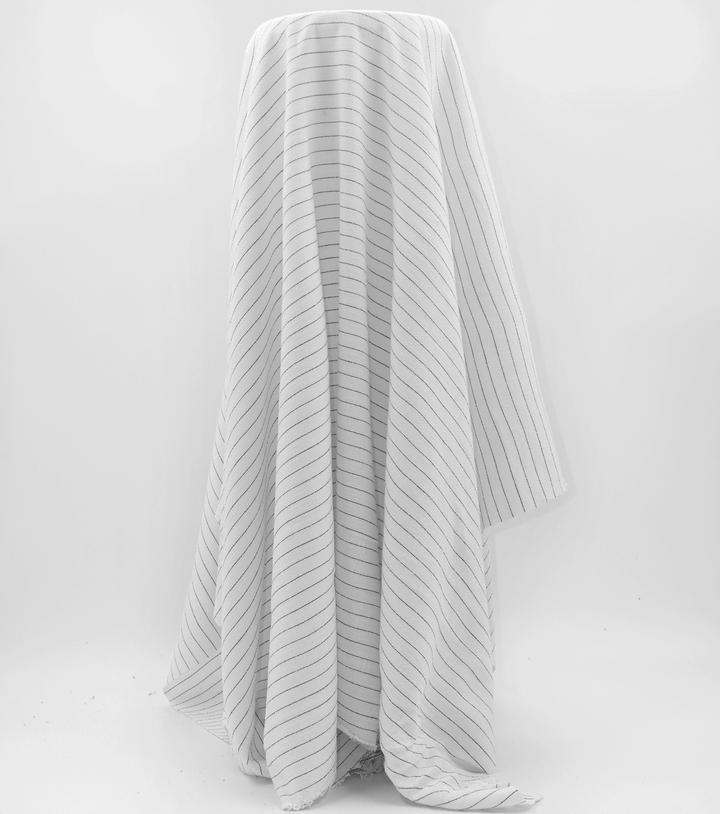 Striped Linen / Ramie $18.00p/m - White with Black Stripes - The Fabric Shop