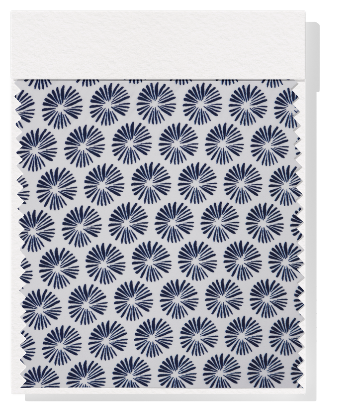 Printed Polyester Chiffon $5.00p/m - White w/ navy flowers